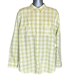 Banana Republic Yellow Checked Long Sleeve Cotton Button Down Size XXL